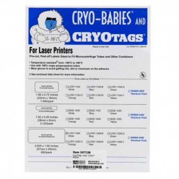 Diversified Biotech Cryo-Tags, Laser, 2.63x1", White, 600/pk, 600PK 247138